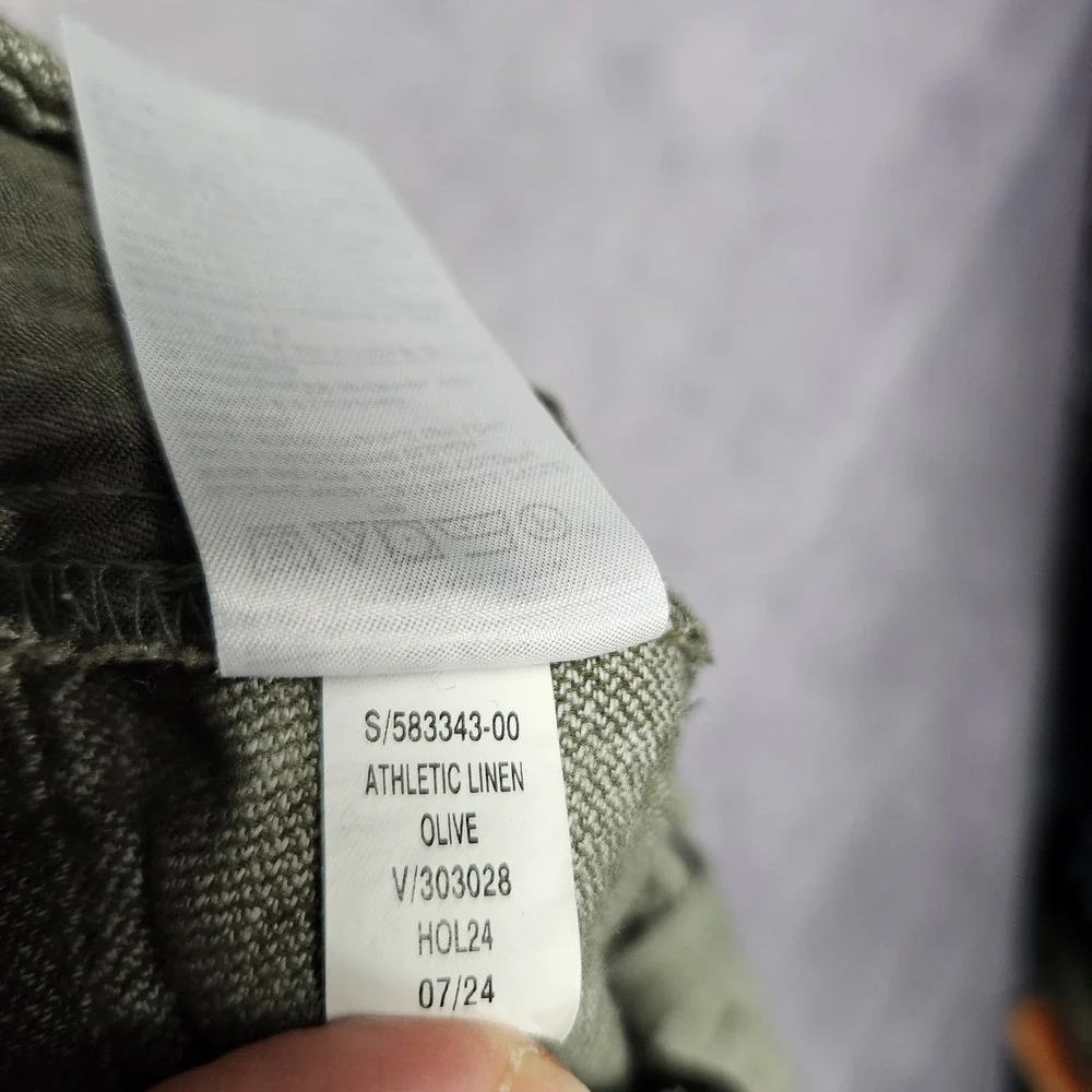 Banana Republic Mens 32x27 Athletic Linen Pants Olive Green Drawstring Casual